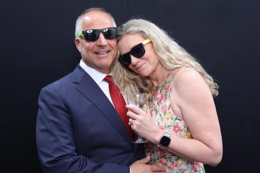 Guests at a bar mitzvah photo booth at The Loading Dock in Stamford, CT